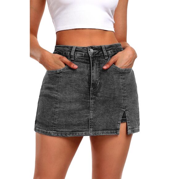 Dresses & Skirts - 3029 Skorts Skirts Denim Mini Skirt Side Slit with High Waisted Jean Shorts